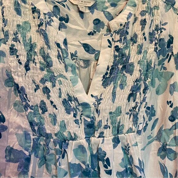 Lucky Brand Boho Split Neck Tunic Blouse Medium - Picture 2 of 8